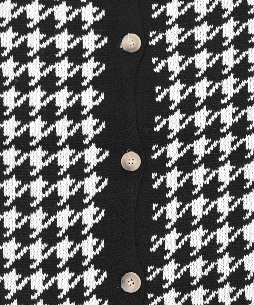 Figments（フィグメンツ）の「千鳥柄ラウンドネックカーディガン（カーディガン/ボレロ・レディース・ブラック/オフホワイト/グリーン・FREE）」の5枚目の写真