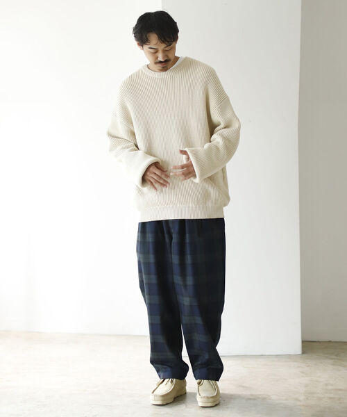 BEAMS(ビームス)の「BEAMS / ウェビング バギー テーパード チェック パンツ(その他パンツ・メンズ・ネイビー/ブラウン・SMALL/MEDIUM/LARGE/X-LARGE)」の7枚目の写真