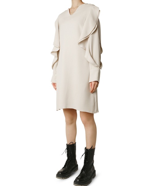 LE CIEL BLUE ラッフルスリーブシフトドレス LE CIEL BLEU（ルシェルブルー）の「ラッフルスリーブシフト