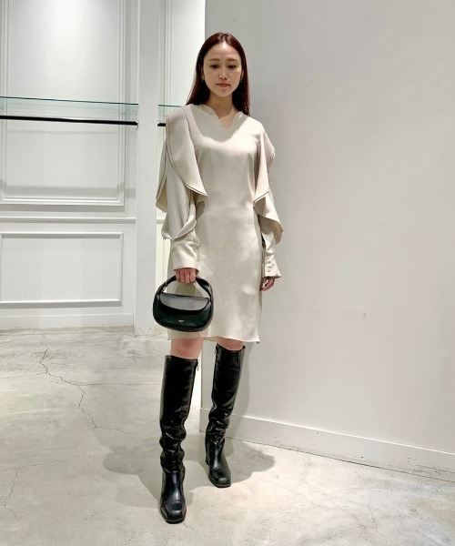Ruffle Sleeve Shift Dress ルシェルブルー Ruffle Sleeve Shift Dress ルシェルブルー