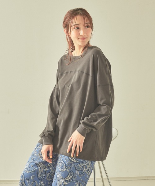JILKY(ジルキー)の「【JILKY】変形切り替えロンT(Tシャツ/カットソー・レディース・モカ/ダークネイビー・フリー)」の2枚目の写真