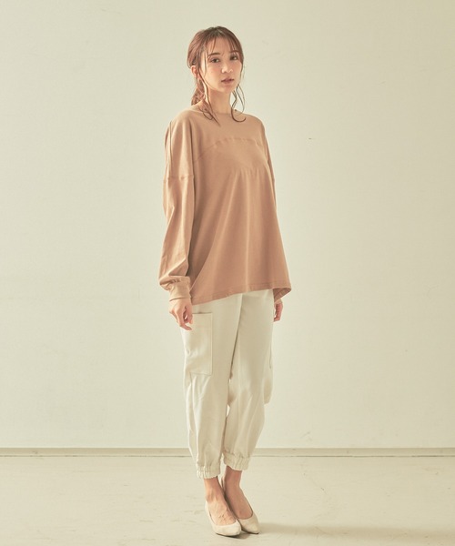 JILKY(ジルキー)の「【JILKY】変形切り替えロンT(Tシャツ/カットソー・レディース・モカ/ダークネイビー・フリー)」の5枚目の写真