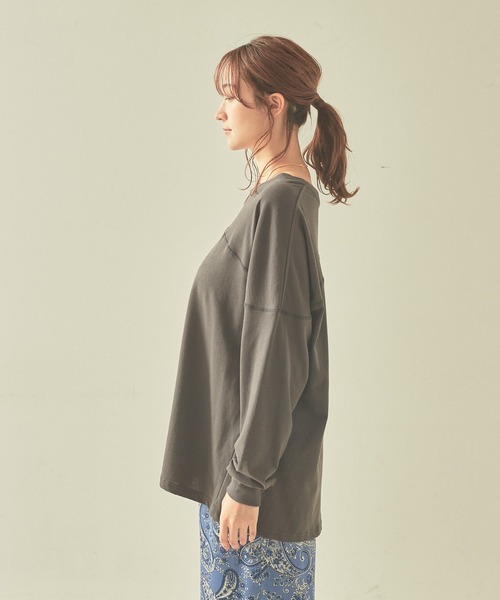 JILKY(ジルキー)の「【JILKY】変形切り替えロンT(Tシャツ/カットソー・レディース・モカ/ダークネイビー・フリー)」の7枚目の写真