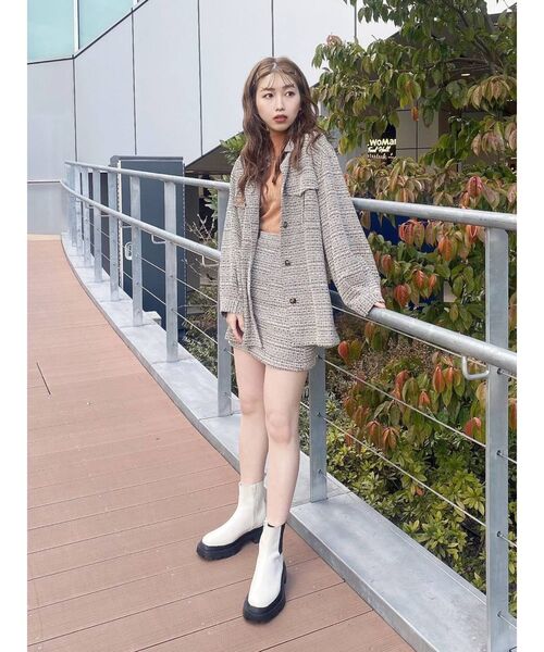 MURUA(ムルーア)の「ツイードシャツジャケット【セットアップ着用可能】(その他アウター・レディース・ブラック/ベージュ・FREE)」の14枚目の写真