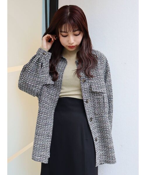 MURUA(ムルーア)の「ツイードシャツジャケット【セットアップ着用可能】(その他アウター・レディース・ブラック/ベージュ・FREE)」の12枚目の写真