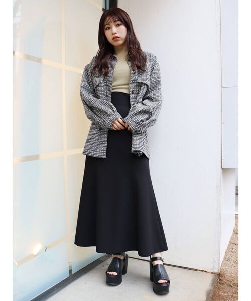 MURUA(ムルーア)の「ツイードシャツジャケット【セットアップ着用可能】(その他アウター・レディース・ブラック/ベージュ・FREE)」の15枚目の写真