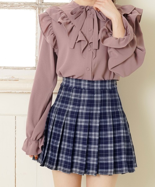 Newlyme(ニューリーミー)の「チェックプリーツスカパン(スカート・レディース・ブラック/ベージュ/ネイビー・SMALL/MEDIUM/LARGE/X-LARGE/XX-LARGE)」の14枚目の写真