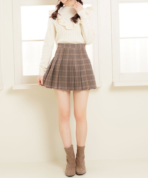 Newlyme(ニューリーミー)の「チェックプリーツスカパン(スカート・レディース・ブラック/ベージュ/ネイビー・SMALL/MEDIUM/LARGE/X-LARGE/XX-LARGE)」の11枚目の写真