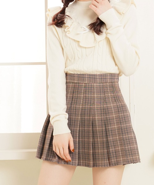 Newlyme(ニューリーミー)の「チェックプリーツスカパン(スカート・レディース・ブラック/ベージュ/ネイビー・SMALL/MEDIUM/LARGE/X-LARGE/XX-LARGE)」の12枚目の写真