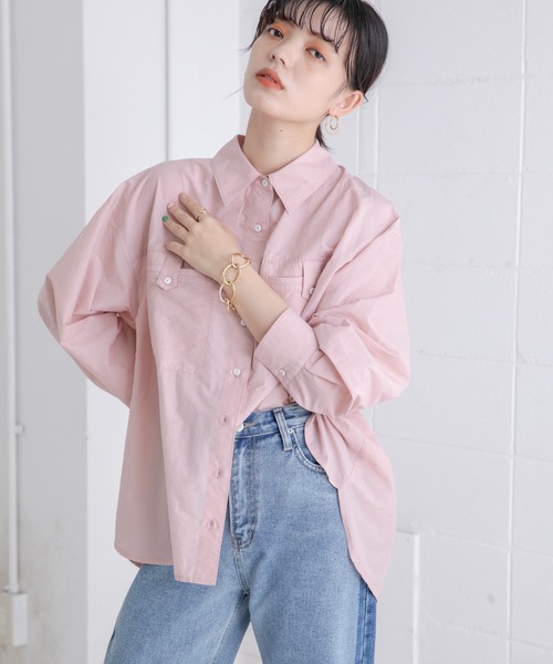 Eimee Law(エイミーロウ)の「ビッグポケット ペーパーローンSH(シャツ/ブラウス・レディース・ネイビー/オフホワイト/ライトピンク/ブルー・38)」の4枚目の写真