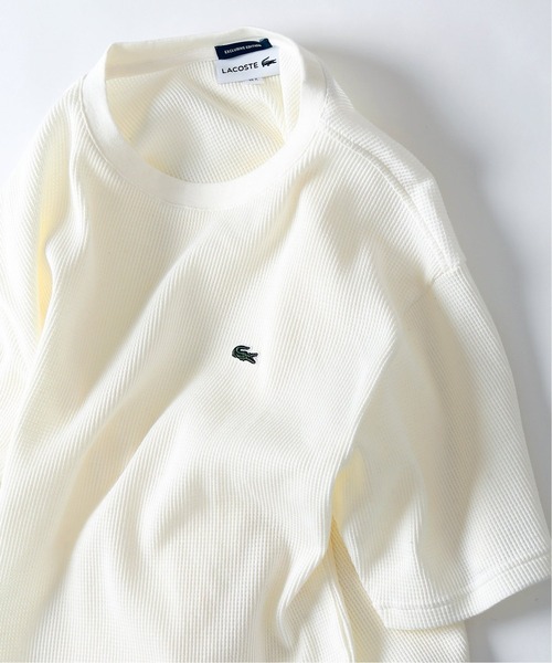 LACOSTE（ラコステ）の「【LACOSTE / ラコステ】 別注コットンリネン ワッフルTシャツ（Tシャツ/カットソー・メンズ・ホワイト/ブラック/ベージュ/カーキ・4/6/3/5）」の2枚目の写真