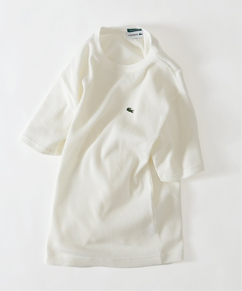 LACOSTE（ラコステ）の「【LACOSTE / ラコステ】 別注コットンリネン ワッフルTシャツ（Tシャツ/カットソー・メンズ・ホワイト/ブラック/ベージュ/カーキ・4/6/3/5）」の6枚目の写真
