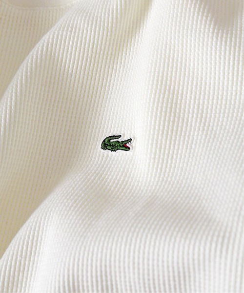 LACOSTE（ラコステ）の「【LACOSTE / ラコステ】 別注コットンリネン ワッフルTシャツ（Tシャツ/カットソー・メンズ・ホワイト/ブラック/ベージュ/カーキ・4/6/3/5）」の7枚目の写真