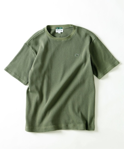 LACOSTE（ラコステ）の「【LACOSTE / ラコステ】 別注コットンリネン ワッフルTシャツ（Tシャツ/カットソー・メンズ・ホワイト/ブラック/ベージュ/カーキ・4/6/3/5）」の9枚目の写真