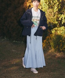 デニムヘムフレアスカート*