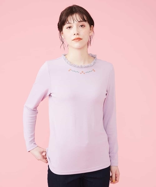 Jocomomola（ホコモモラ）の「ベアスムース フリルカットソー（Tシャツ/カットソー・レディース・ライトブルー/アイボリー/ライトパープル・40）」の3枚目の写真