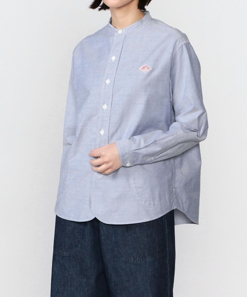 DANTON（ダントン）の「DANTON | オックスフォード バンドカラーシャツ WOMEN（シャツ/ブラウス・レディース・ブルー/ホワイト・34/36/38）」の2枚目の写真