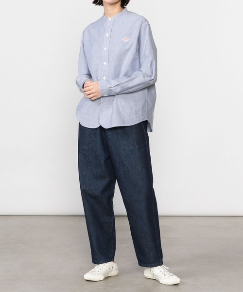 DANTON（ダントン）の「DANTON | オックスフォード バンドカラーシャツ WOMEN（シャツ/ブラウス・レディース・ブルー/ホワイト・34/36/38）」の3枚目の写真