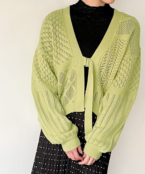 JUNOAH（ジュノア）の「ベルト付きパッチワークカーディガン（カーディガン/ボレロ・レディース・ホワイト/ブラック/ベージュ/グリーン系その他・FREE）」の21枚目の写真