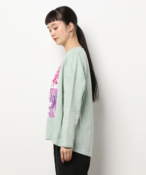 ScoLar（スカラー）の「アップリケスカラーちゃんジャガードロングスリーブTシャツ（Tシャツ/カットソー・レディース・グリーン/ブラック/オフホワイト・M）」の12枚目の写真