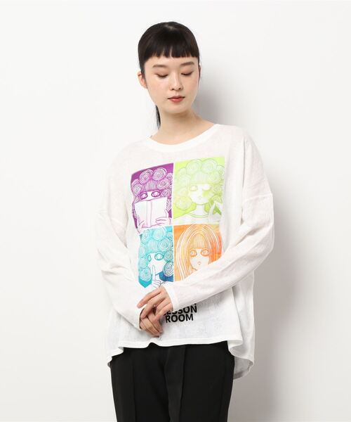 ScoLar（スカラー）の「アップリケスカラーちゃんジャガードロングスリーブTシャツ（Tシャツ/カットソー・レディース・グリーン/ブラック/オフホワイト・M）」の8枚目の写真