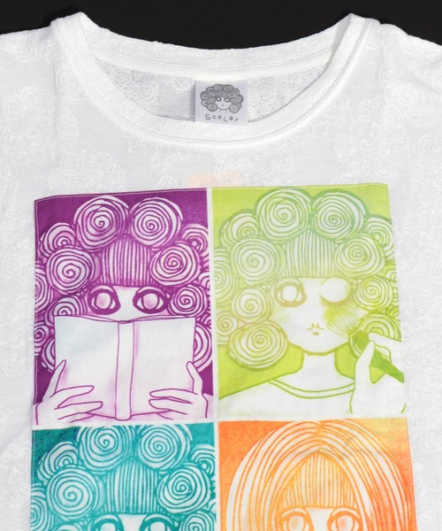 ScoLar（スカラー）の「アップリケスカラーちゃんジャガードロングスリーブTシャツ（Tシャツ/カットソー・レディース・グリーン/ブラック/オフホワイト・M）」の11枚目の写真