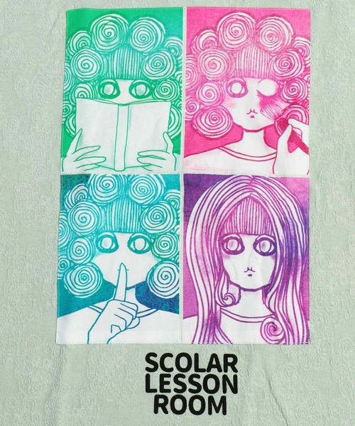 ScoLar（スカラー）の「アップリケスカラーちゃんジャガードロングスリーブTシャツ（Tシャツ/カットソー・レディース・グリーン/ブラック/オフホワイト・M）」の5枚目の写真