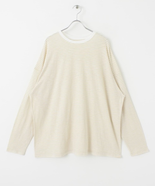 KBF(ケイビーエフ)の「シアーボーダールーズカットソー(Tシャツ/カットソー・レディース・ホワイト/ベージュ/パープル/ピンク/ミント・ONE)」の15枚目の写真