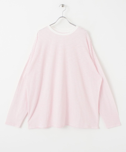 KBF(ケイビーエフ)の「シアーボーダールーズカットソー(Tシャツ/カットソー・レディース・ホワイト/ベージュ/パープル/ピンク/ミント・ONE)」の17枚目の写真