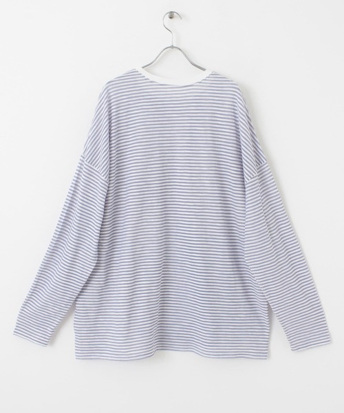 KBF(ケイビーエフ)の「シアーボーダールーズカットソー(Tシャツ/カットソー・レディース・ホワイト/ベージュ/パープル/ピンク/ミント・ONE)」の19枚目の写真