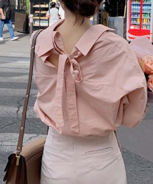 セール Mayree ピンクベージュ長袖リボンシャツ 22ss シャツ ブラウス Mayree メイリー のファッション通販 Zozotown