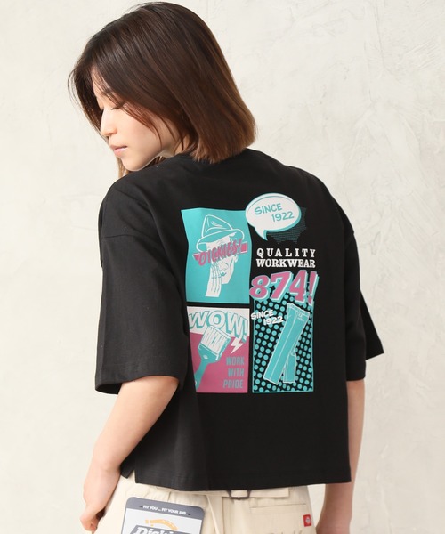 ALWAYS GOOD TIME(オルウェイズグッドタイム)の「【DICKIES/ディッキーズ】グラフィックデザインプリント クロップドTシャツ(Tシャツ/カットソー・レディース・オレンジ/ホワイト系その他/イエロー/ブラック/ホワイト/ブルー・M/L)」の4枚目の写真