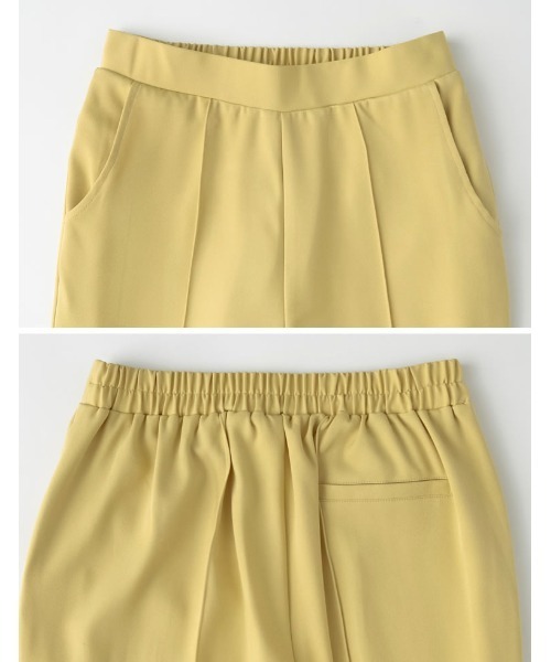 ポリツイルピンタックセミフレアパンツ