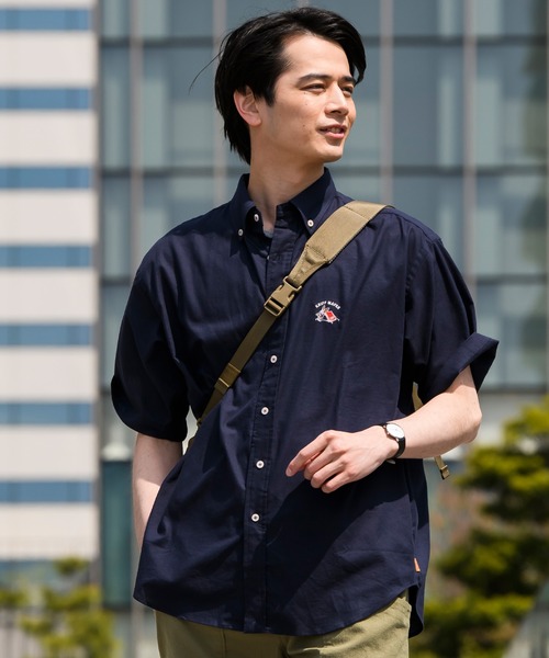 KRIFF MAYER（クリフメイヤー）の「ライトオックス刺繍半袖シャツ（シャツ/ブラウス・メンズ・イエロー/オフホワイト/サックスブルー/ライトピンク/ネイビー・X-LARGE/MEDIUM/LARGE）」の3枚目の写真