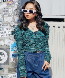 atmos pink メランジタイトカーディガン