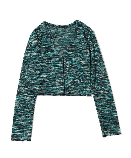 atmos pink(アトモスピンク)の「atmos pink メランジタイトカーディガン(カーディガン/ボレロ・レディース・イエロー/グリーン/ブラック・FREE)」の12枚目の写真