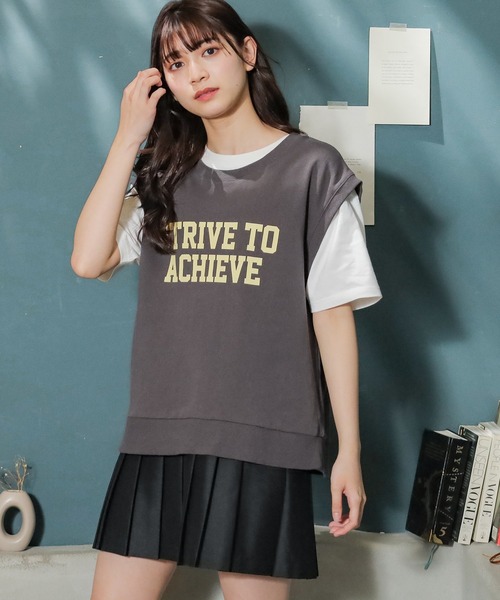 Honeys(ハニーズ)の「ロゴベスト(ベスト・レディース・ホワイト/グリーン/オートミール/ブルー/スミクロ・M/L/S)」の3枚目の写真