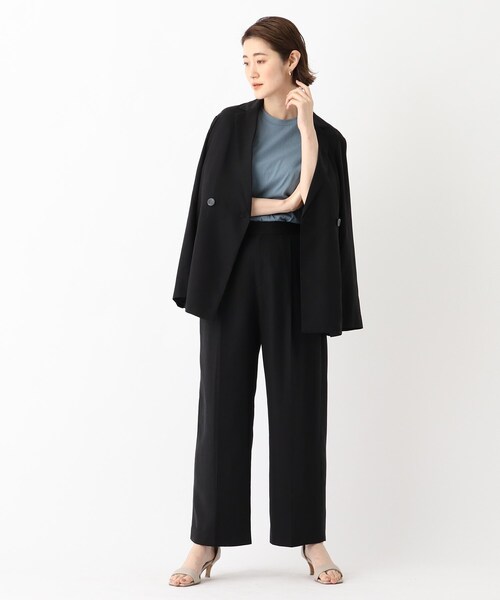 OPAQUE.CLIP(オペークドットクリップ)の「◆【DELEGANT/デレガント】ドレープツイル ダブルブレストジャケット(テーラードジャケット・レディース・ブラック/ライトグリーン/ブラウン系その他・40/38/42/36)」の13枚目の写真