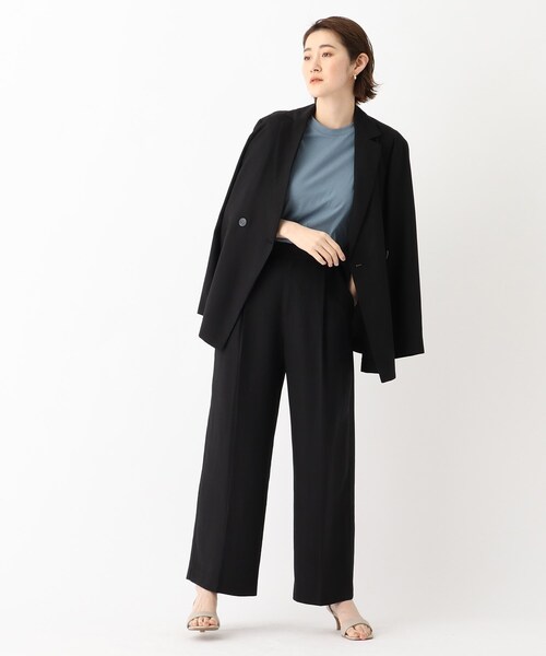 OPAQUE.CLIP(オペークドットクリップ)の「◆【DELEGANT/デレガント】ドレープツイル ダブルブレストジャケット(テーラードジャケット・レディース・ブラック/ライトグリーン/ブラウン系その他・40/38/42/36)」の5枚目の写真