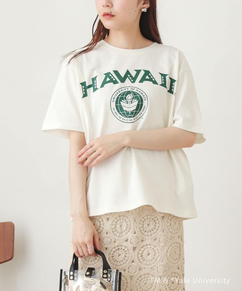 SENSE OF PLACE by URBAN RESEARCH（センスオブプレイスバイアーバンリサーチ）の「カレッジロゴTシャツ(5分袖)（Tシャツ/カットソー・レディース・ホワイト系その他/ブルー系その他/グリーン系その他・ONE）」の3枚目の写真