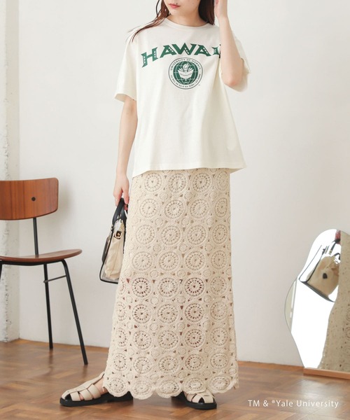 SENSE OF PLACE by URBAN RESEARCH（センスオブプレイスバイアーバンリサーチ）の「カレッジロゴTシャツ(5分袖)（Tシャツ/カットソー・レディース・ホワイト系その他/ブルー系その他/グリーン系その他・ONE）」の4枚目の写真