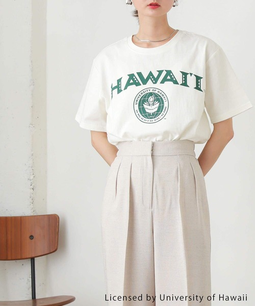 SENSE OF PLACE by URBAN RESEARCH（センスオブプレイスバイアーバンリサーチ）の「カレッジロゴTシャツ(5分袖)（Tシャツ/カットソー・レディース・ホワイト系その他/ブルー系その他/グリーン系その他・ONE）」の7枚目の写真