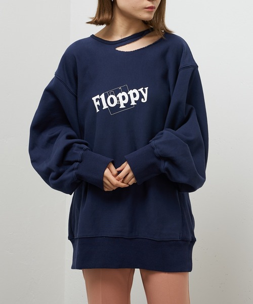 Lui's（ルイス）の「FLOPPYプリントダメージ裏毛プルオーバー（スウェット・レディース・ネイビー/グレー/オフホワイト・FREE）」の3枚目の写真