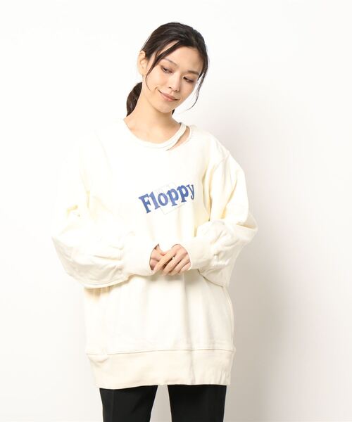 Lui's（ルイス）の「FLOPPYプリントダメージ裏毛プルオーバー（スウェット・レディース・ネイビー/グレー/オフホワイト・FREE）」の6枚目の写真