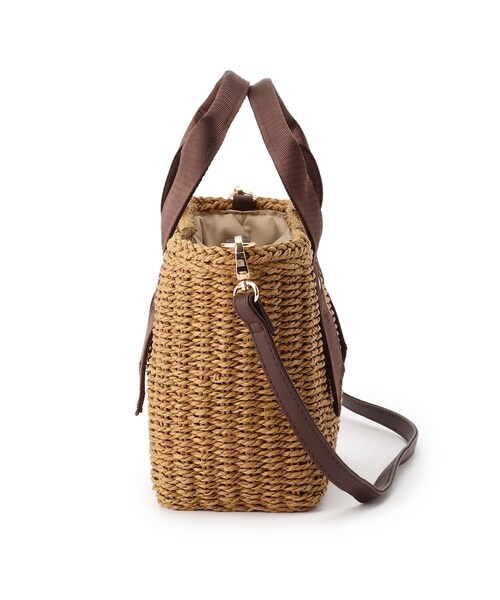 DRESKIP（ドレスキップ）の「◆雑材スクエアトート（ショルダーバッグ・レディース・アイボリー/グレー/ブラウン系・00）」の5枚目の写真