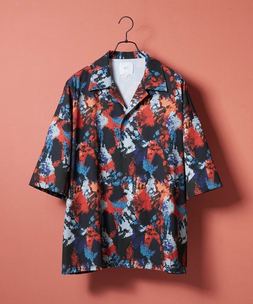 ENDER PRODUCTS(エンダープロダクツ)の「ビッグシルエット総柄オープンカラーショートスリーブシャツ/タイダイ/フラワー/ペイント 【ENDER PRODUCTS/エンダープロダクツ】(シャツ/ブラウス・メンズ・ブラック系/ネイビー系/レッド系・M/L)」の11枚目の写真