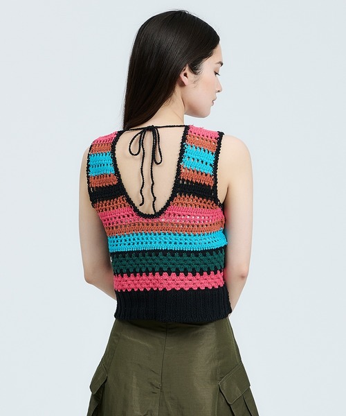 新品☆ESTNATION SPORTY RIB TOPS ノースリーブニット ESTNATION ニット セーター / ビブ ヨーク ノースリーブ
