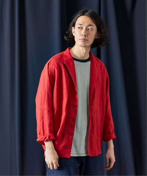 EDIFICE（エディフィス）の「スタンディング リネンシャツ（シャツ/ブラウス・メンズ・ホワイト/ブラック/ベージュ/レッド・SMALL/MEDIUM/LARGE）」の9枚目の写真