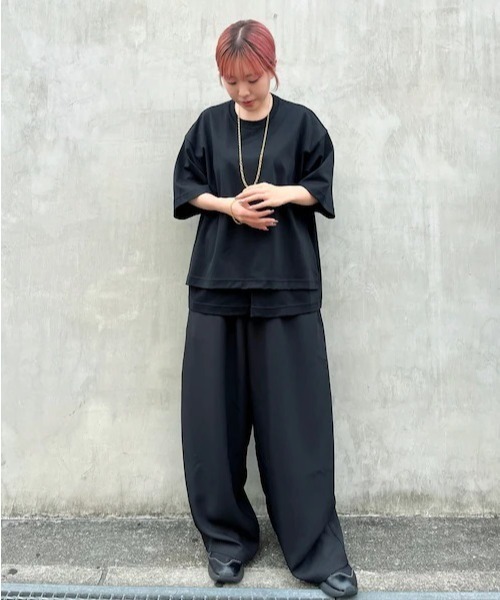 WHITELAND(ホワイトランド)の「WHITELAND/ホワイトランド/JERSEY WIDE PANTS/ワイドパンツ(その他パンツ・レディース・ブラック/グリーン・FREE)」の12枚目の写真