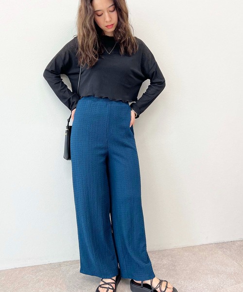 toucher du brise（トゥシェドブリーズ）の「【ウエストゴムで楽チン】プリーツパンツ（その他パンツ・レディース・ブラック/グリーン/パープル/オレンジ/ブルー/ピンク・M）」の3枚目の写真